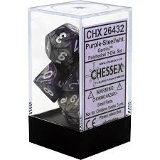 Gemini Purple-Steel / White 7 Dice Set - CHX26432
